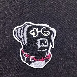 Black Lab Dog Patch with Red Collar Iron On
